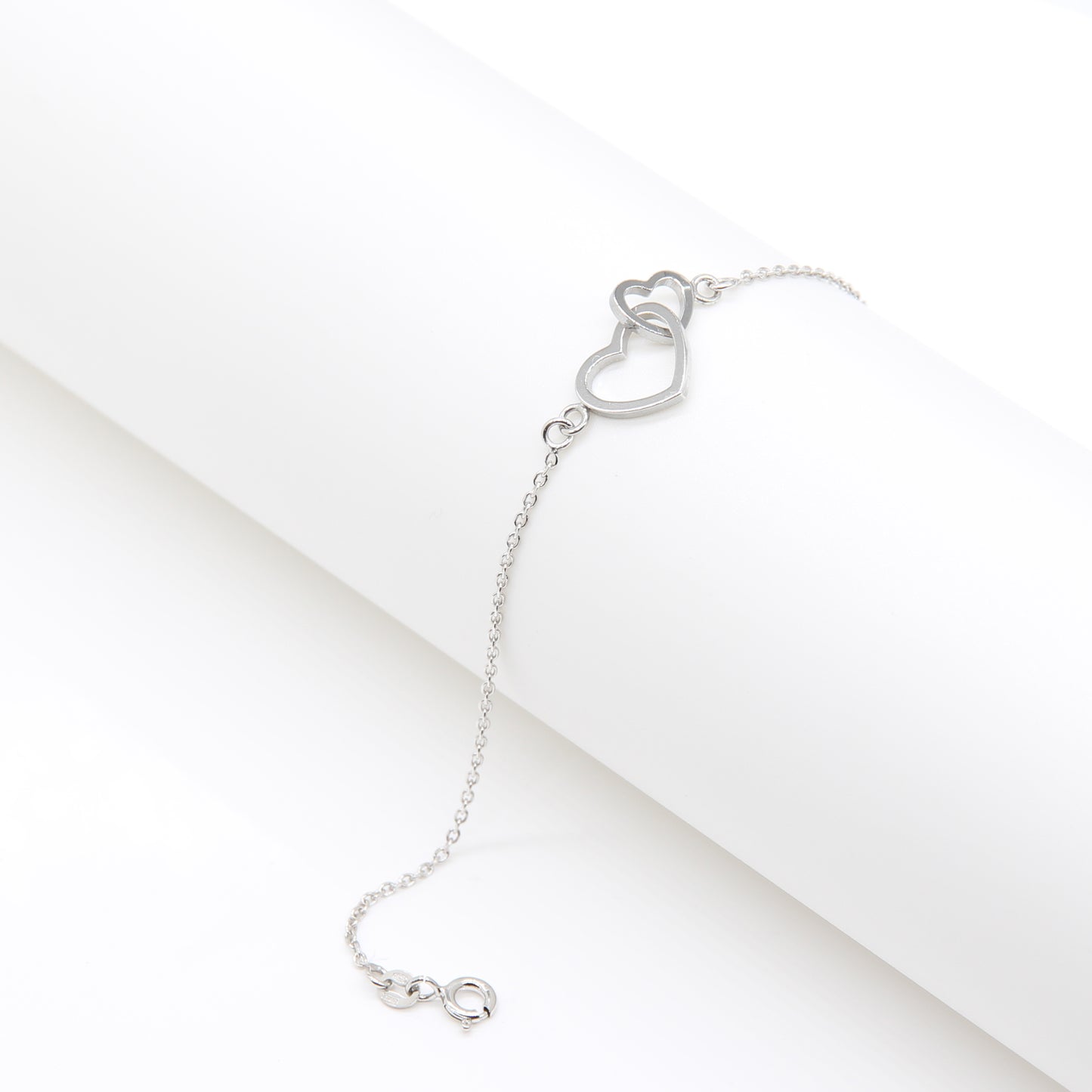 Sterling silver Interlocking Double Heart bracelet polished finish