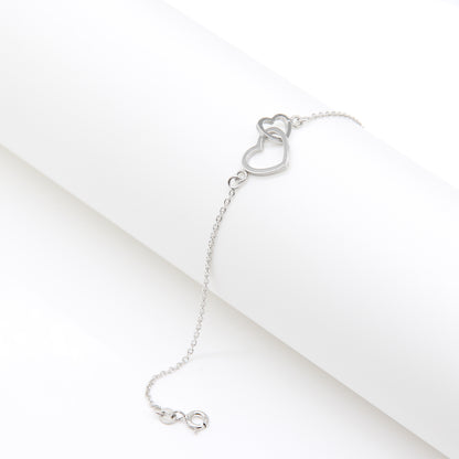 Sterling silver Interlocking Double Heart bracelet polished finish