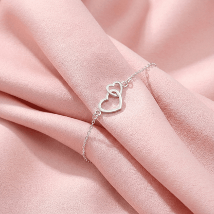 Sterling silver Interlocking Double Heart bracelet polished finish