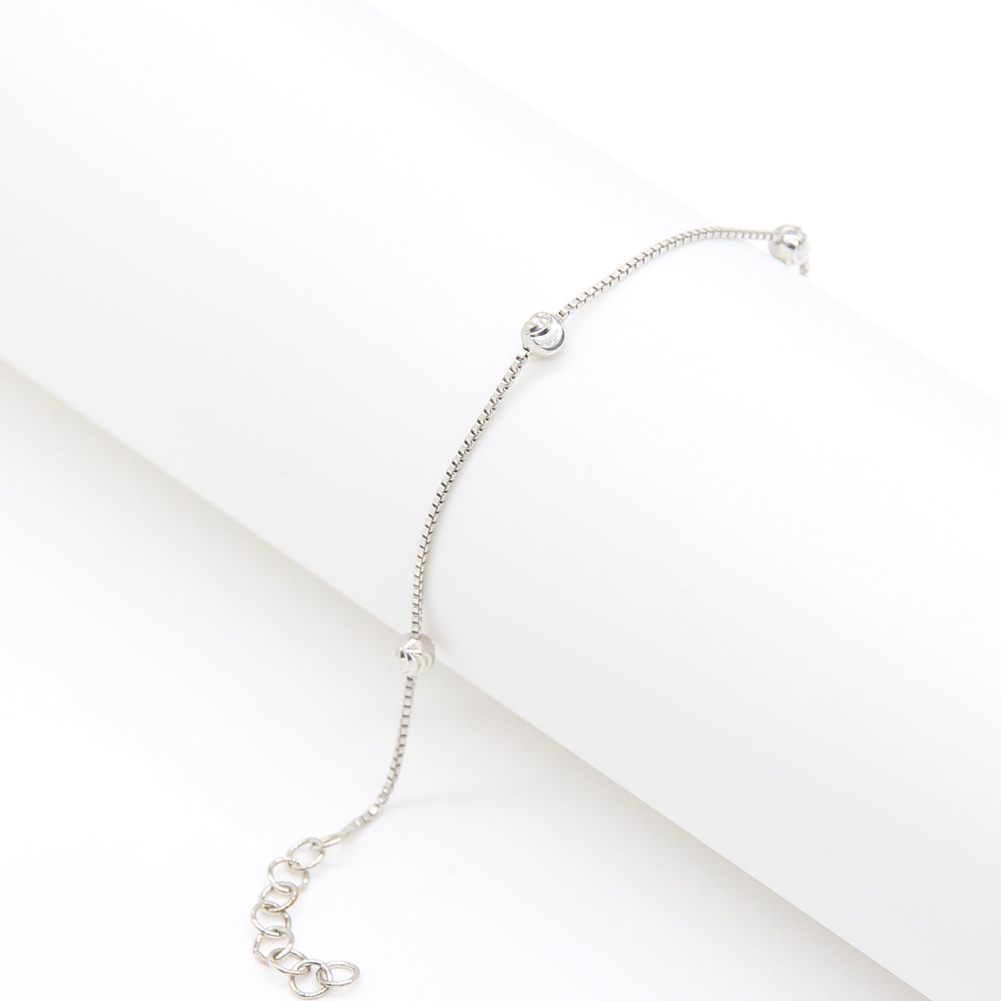 Sterling silver Quad Bead Station bracelet polished finish