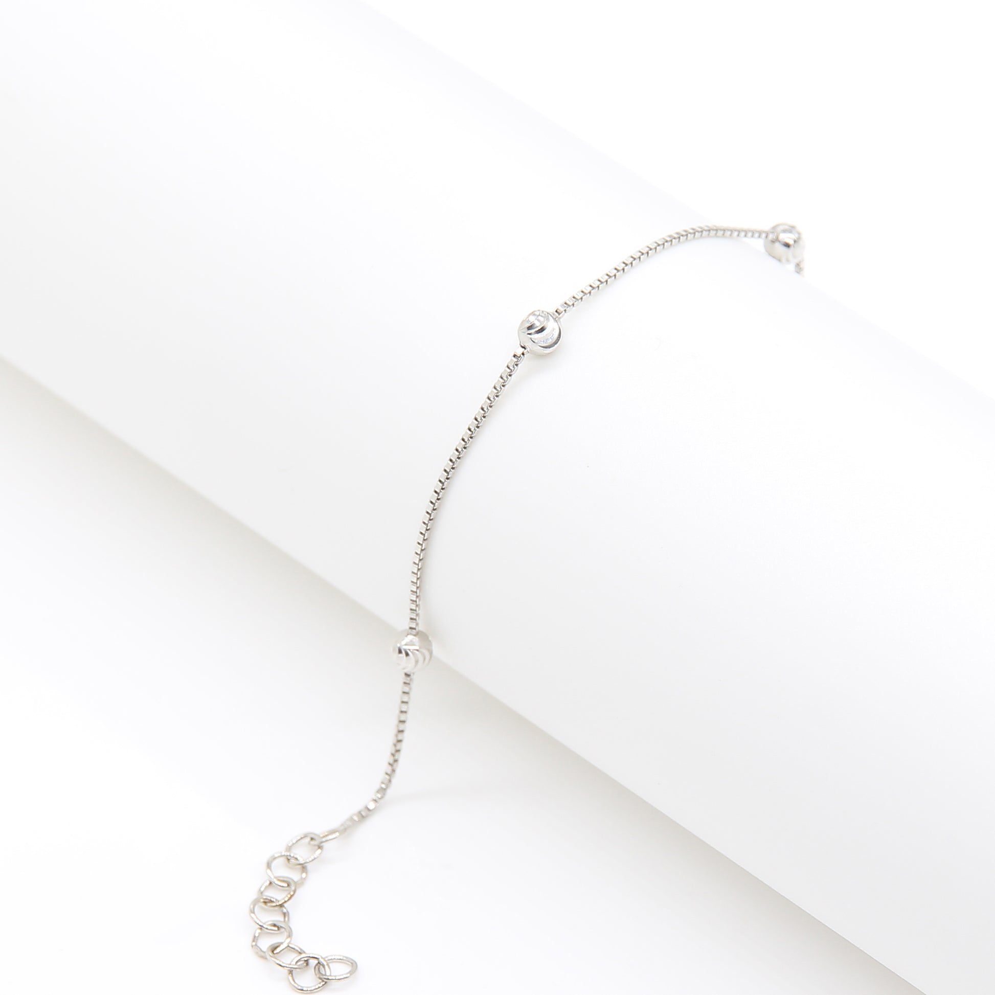 Sterling silver Quad Bead Station bracelet polished finish