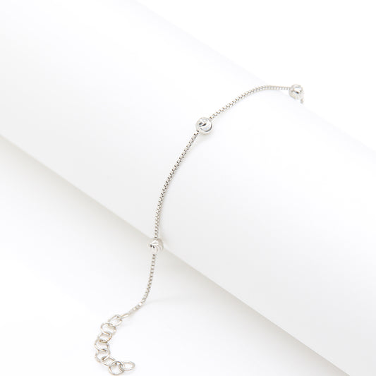 Minimalist Quad Bead Station Bracelet - Silver