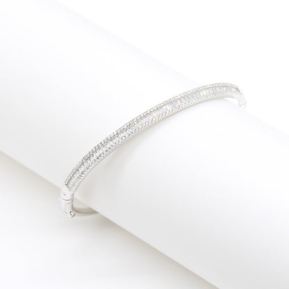 Sterling silver Double-Row Baguette Crystal Bangle bracelet polished finish