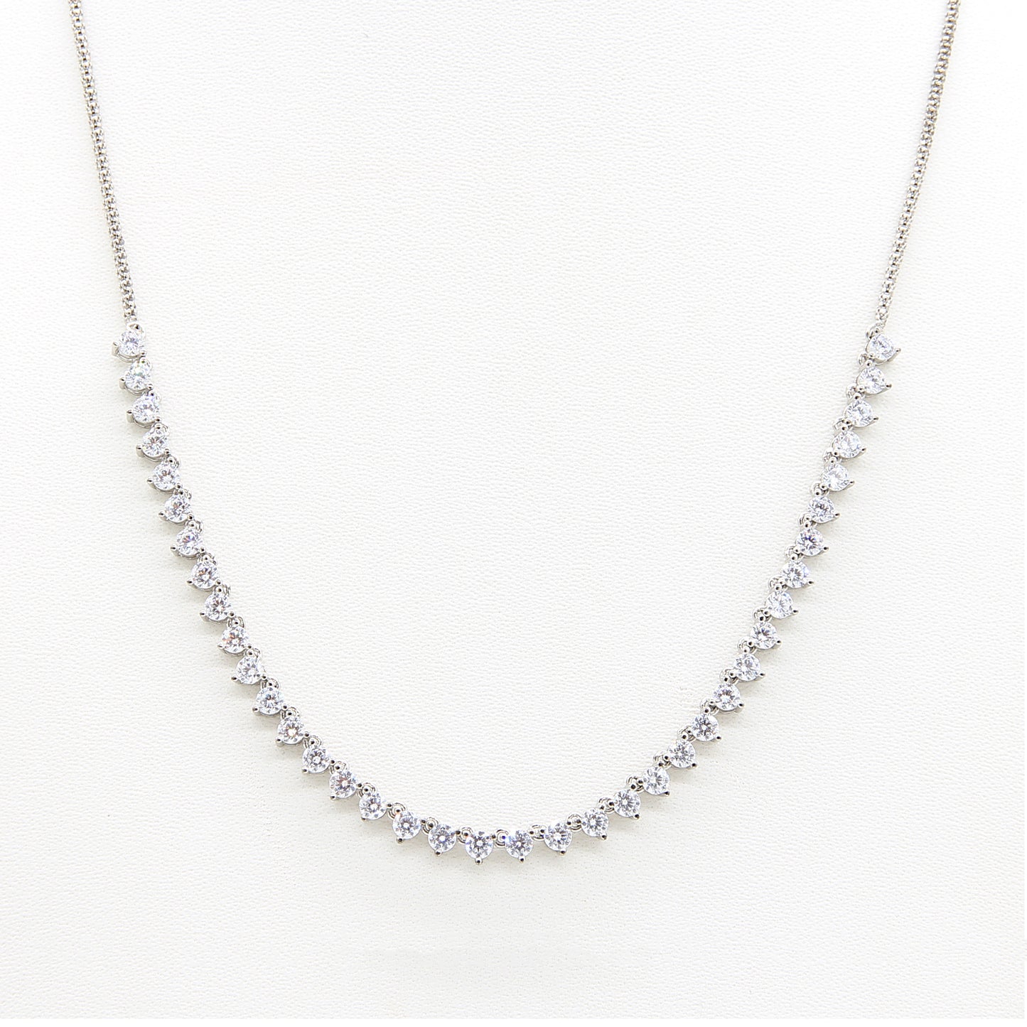 Sterling silver Graduated Crystal Tennis necklace polished finish