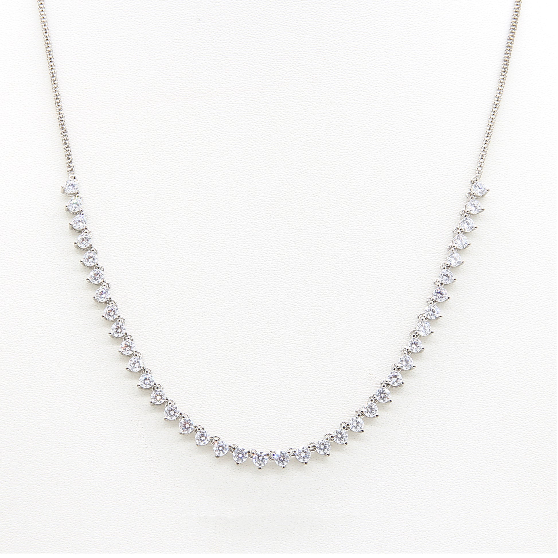 Sterling silver Graduated Crystal Tennis necklace polished finish
