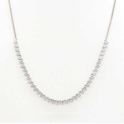 Sterling silver Graduated Crystal Tennis necklace polished finish