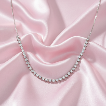 Sterling silver Graduated Crystal Tennis necklace polished finish