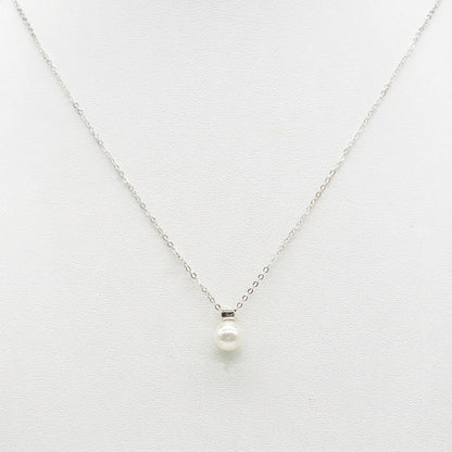 Sterling silver Pearl Solitaire Pendant necklace polished finish