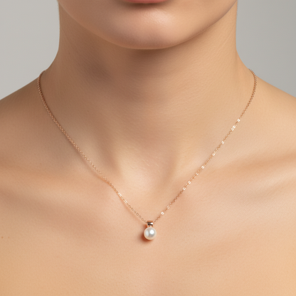 Sterling silver Pearl Solitaire Pendant necklace rose gold finish