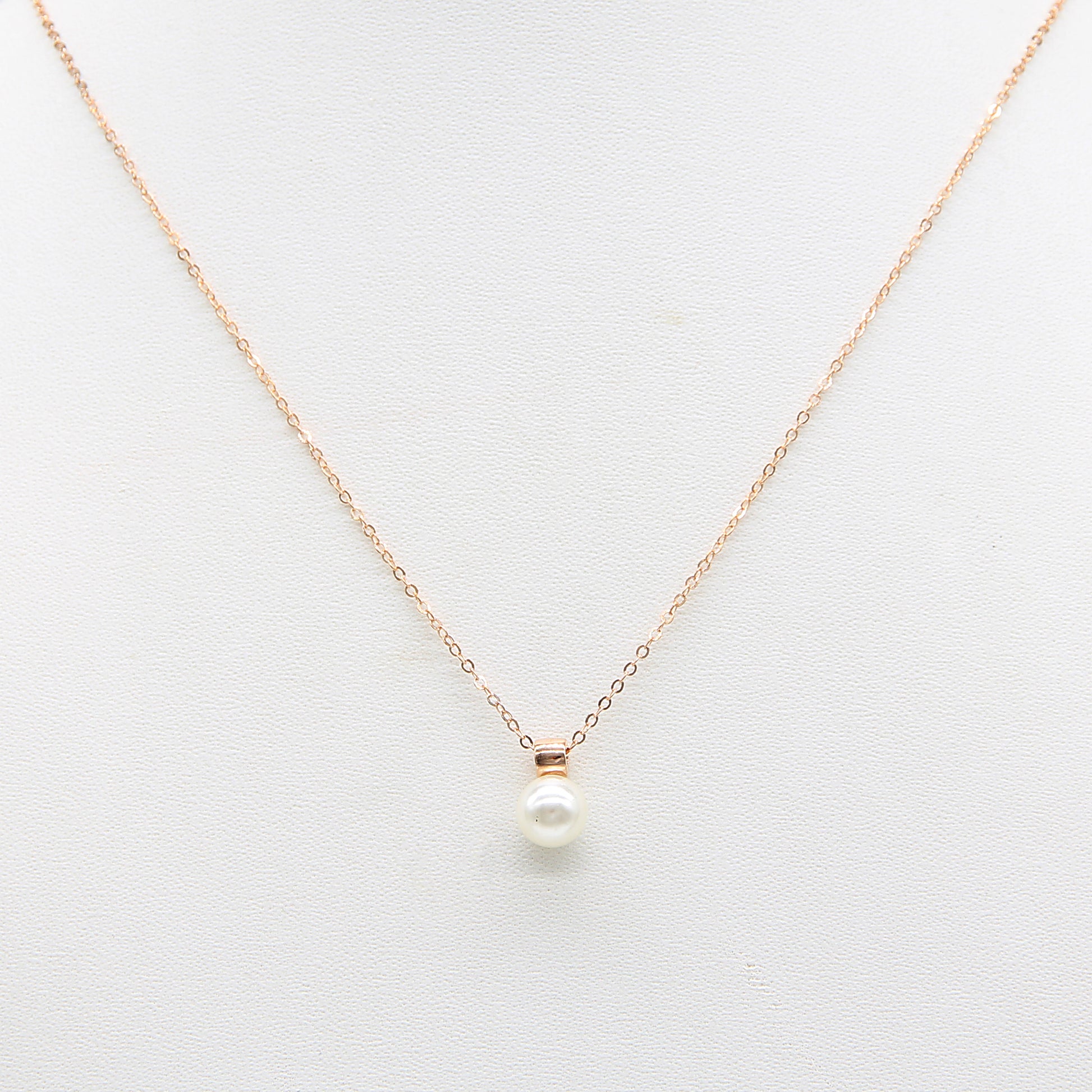 Sterling silver Pearl Solitaire Pendant necklace rose gold finish