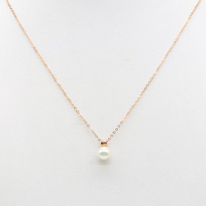 Sterling silver Pearl Solitaire Pendant necklace rose gold finish