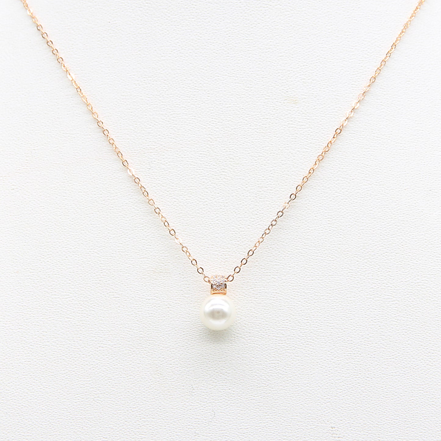 Sterling silver Pearl Solitaire Pendant Necklace with PavÃ© Crystal Bail necklace rose gold finish