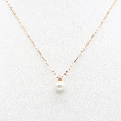 Sterling silver Pearl Solitaire Pendant Necklace with PavÃ© Crystal Bail necklace rose gold finish