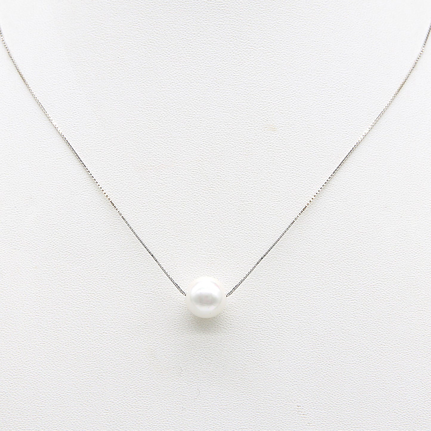 Sterling silver Floating Pearl necklace polished finish