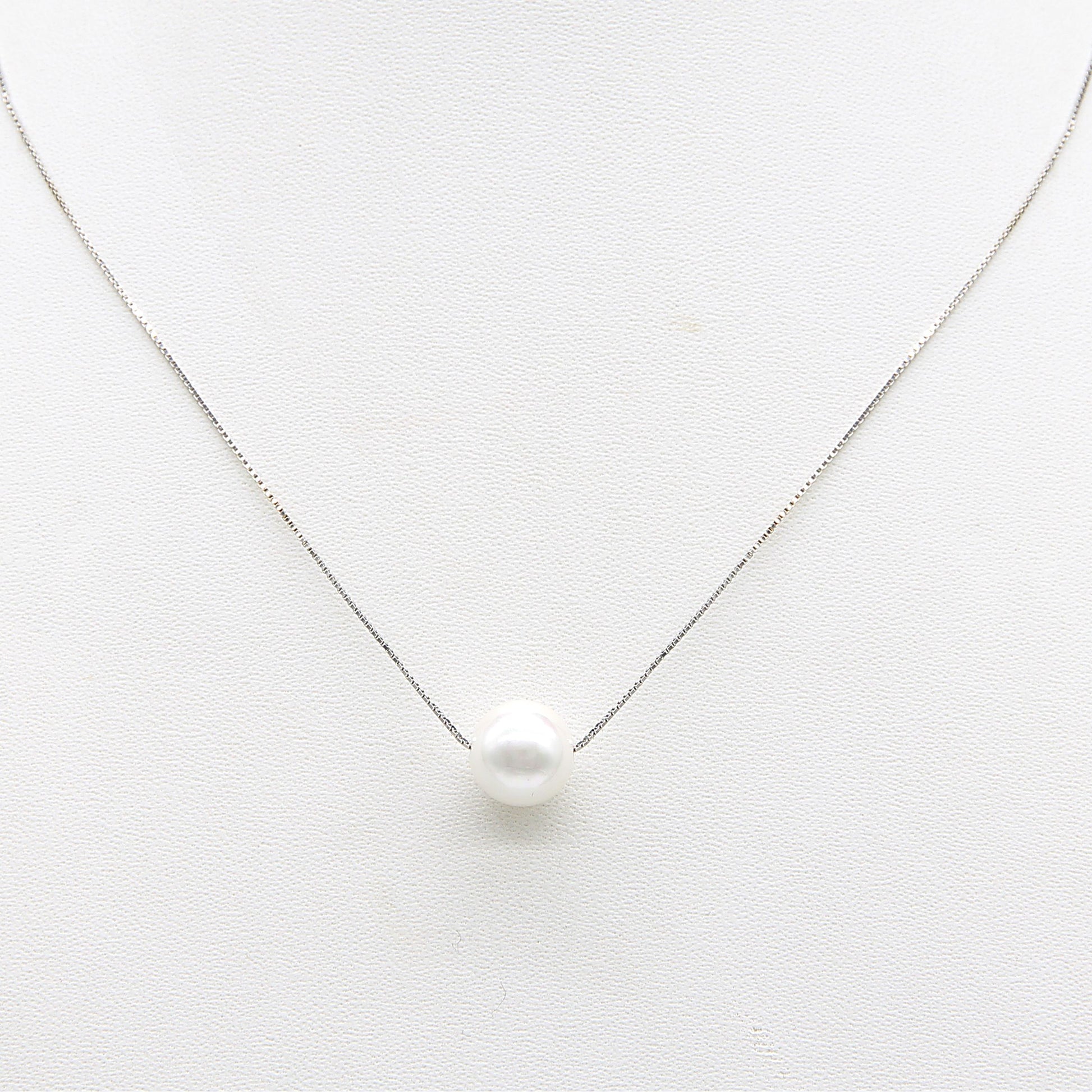 Sterling silver Floating Pearl necklace polished finish
