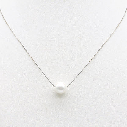 Sterling silver Floating Pearl necklace polished finish