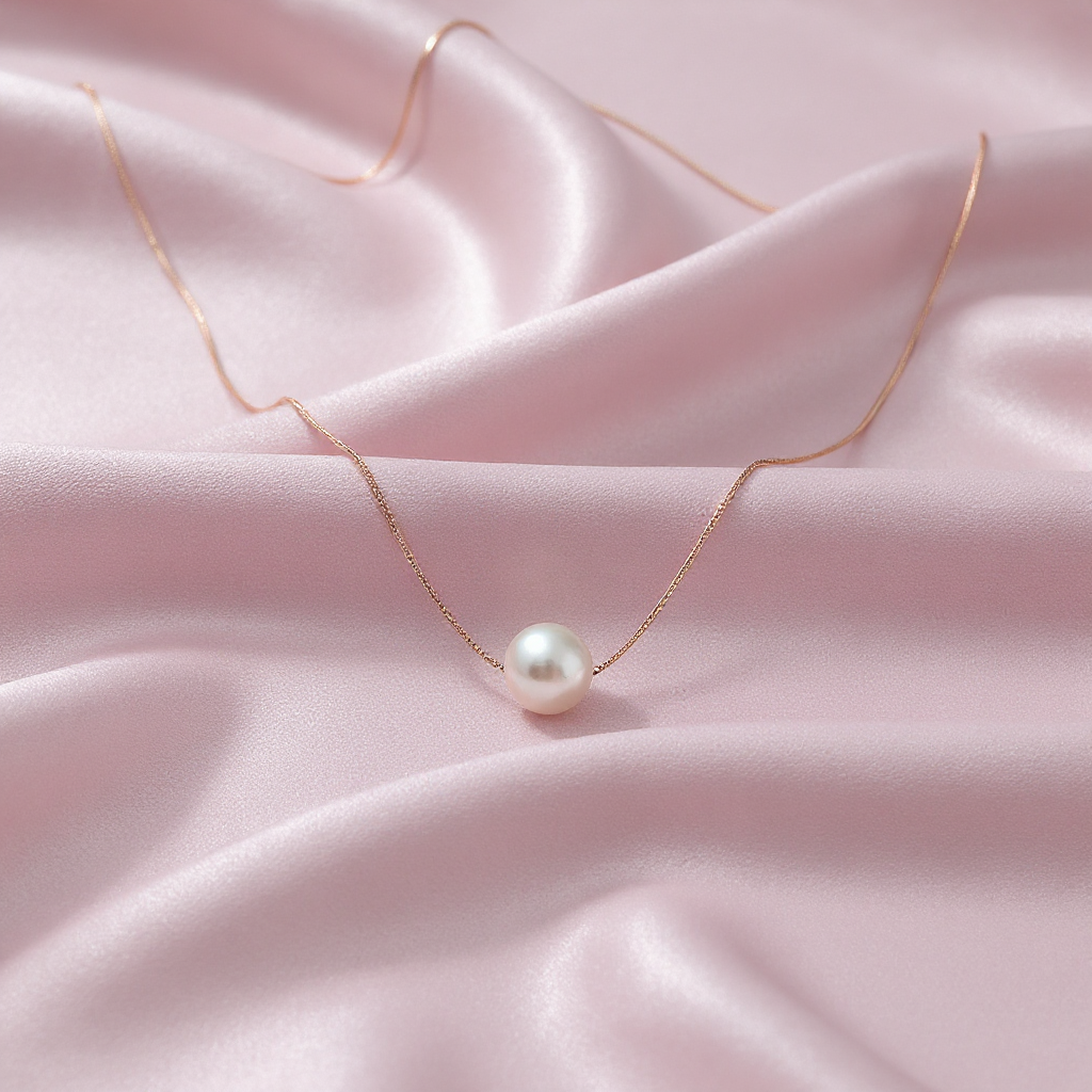 Sterling silver Pearl Necklace with Rose Gold Chain necklace rose gold finish