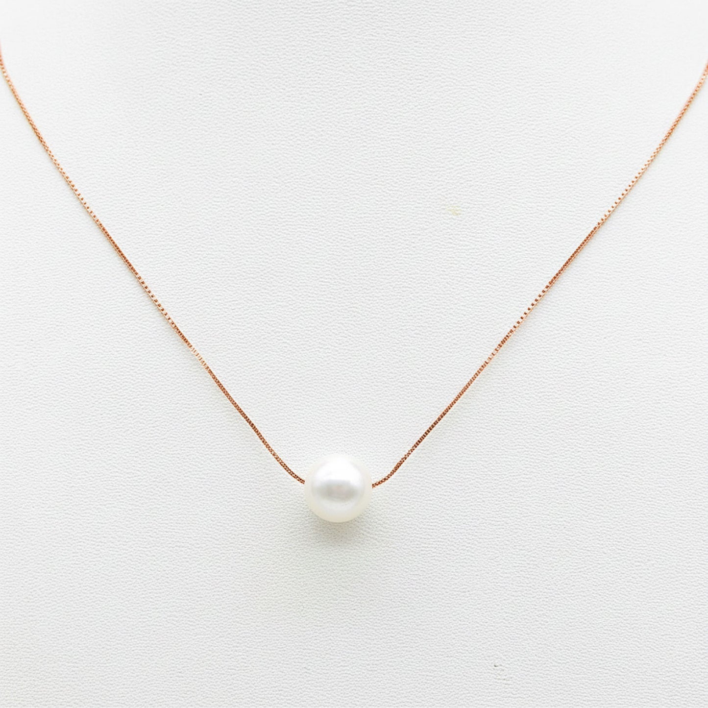 Sterling silver Pearl Necklace with Rose Gold Chain necklace rose gold finish