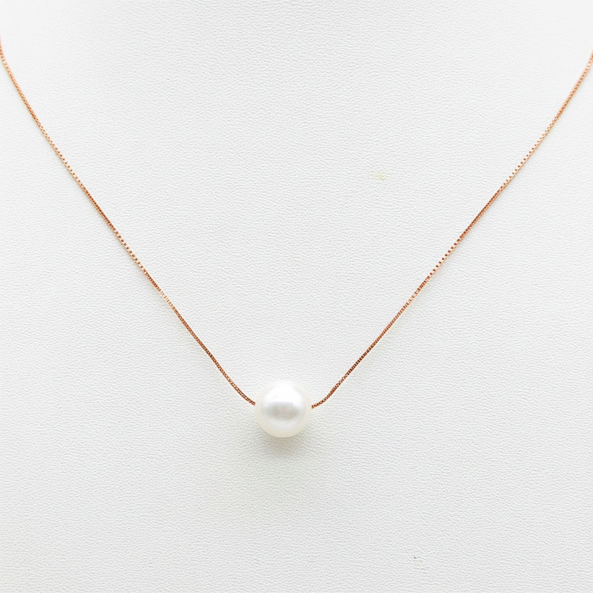 Sterling silver Pearl Necklace with Rose Gold Chain necklace rose gold finish