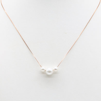 Sterling silver Three Pearl necklace rose gold finish