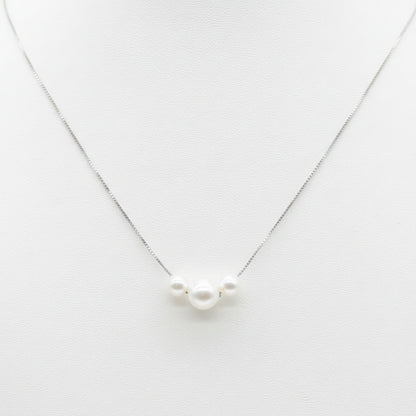 Sterling silver Three Pearl necklace polished finish