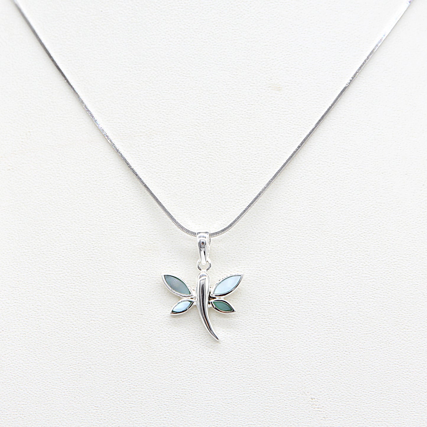 Sterling silver Dragonfly Pendant Necklace with Turquoise pearl necklace polished finish