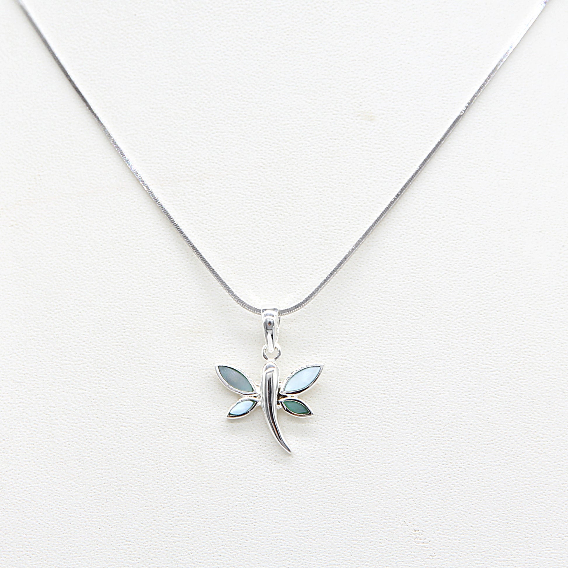 Sterling silver Dragonfly Pendant Necklace with Turquoise pearl necklace polished finish