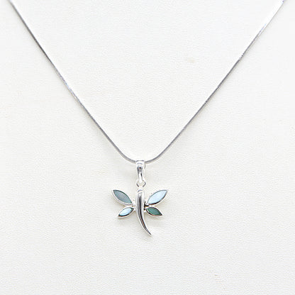 Sterling silver Dragonfly Pendant Necklace with Turquoise pearl necklace polished finish