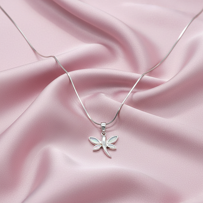 Sterling silver Natural Pearl Dragonfly Pendant Necklace with Natural Pearl Accent necklace polished finish