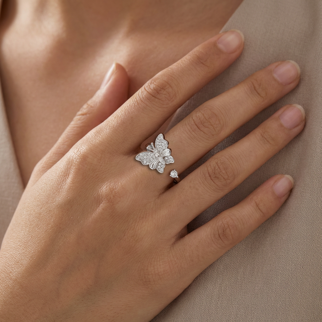Pavé Butterfly Open Ring from TimelessWhims, view 2