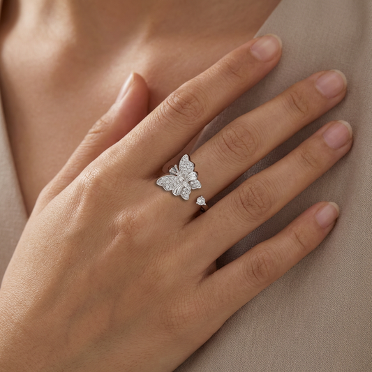 Pavé Butterfly Open Ring from TimelessWhims, view 2