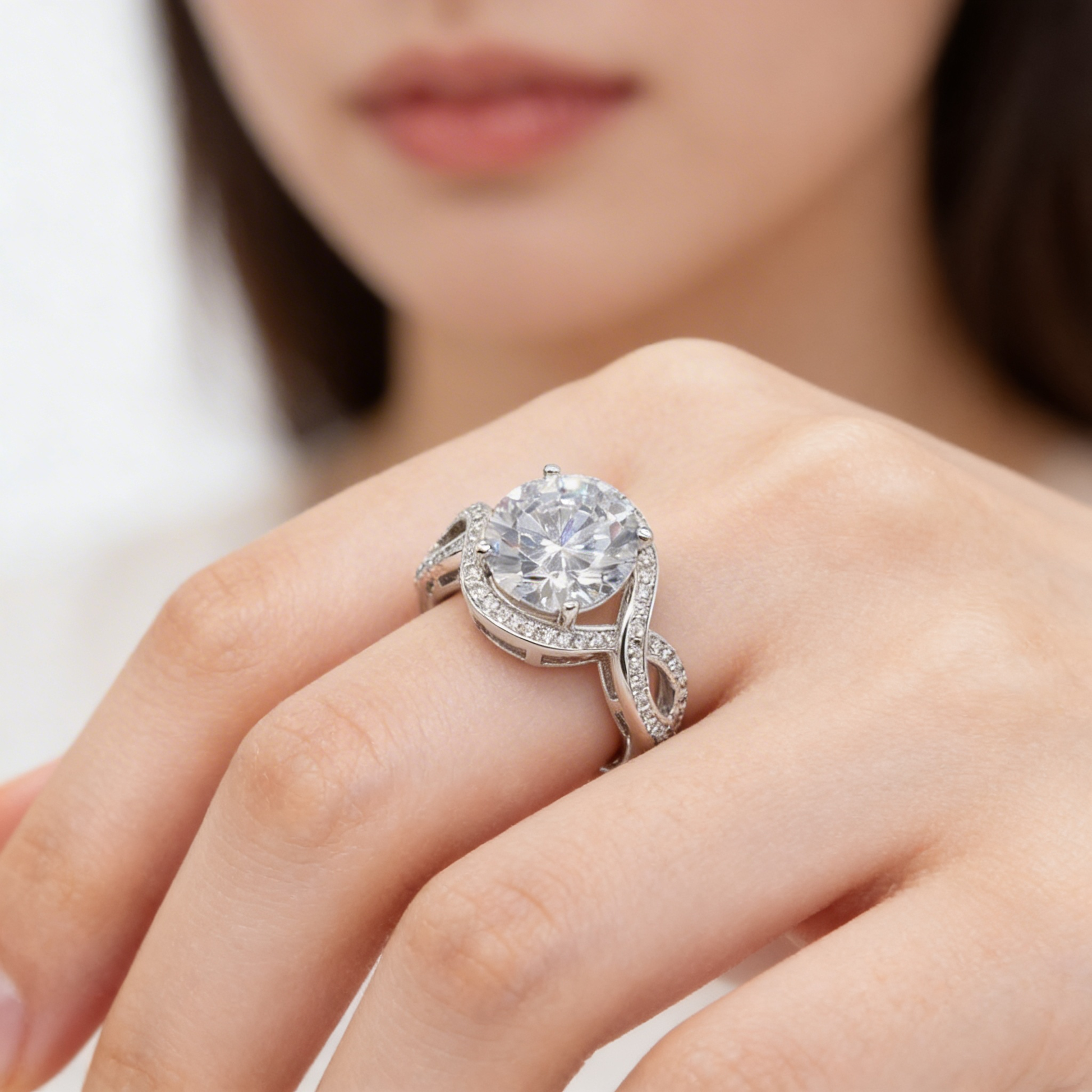Infinity Halo Solitaire Ring from TimelessWhims, view 2