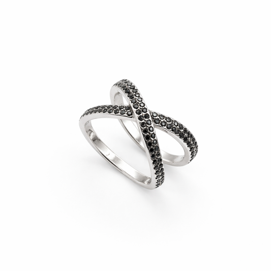 Noir Pavé Crossover Ring from TimelessWhims, view 1