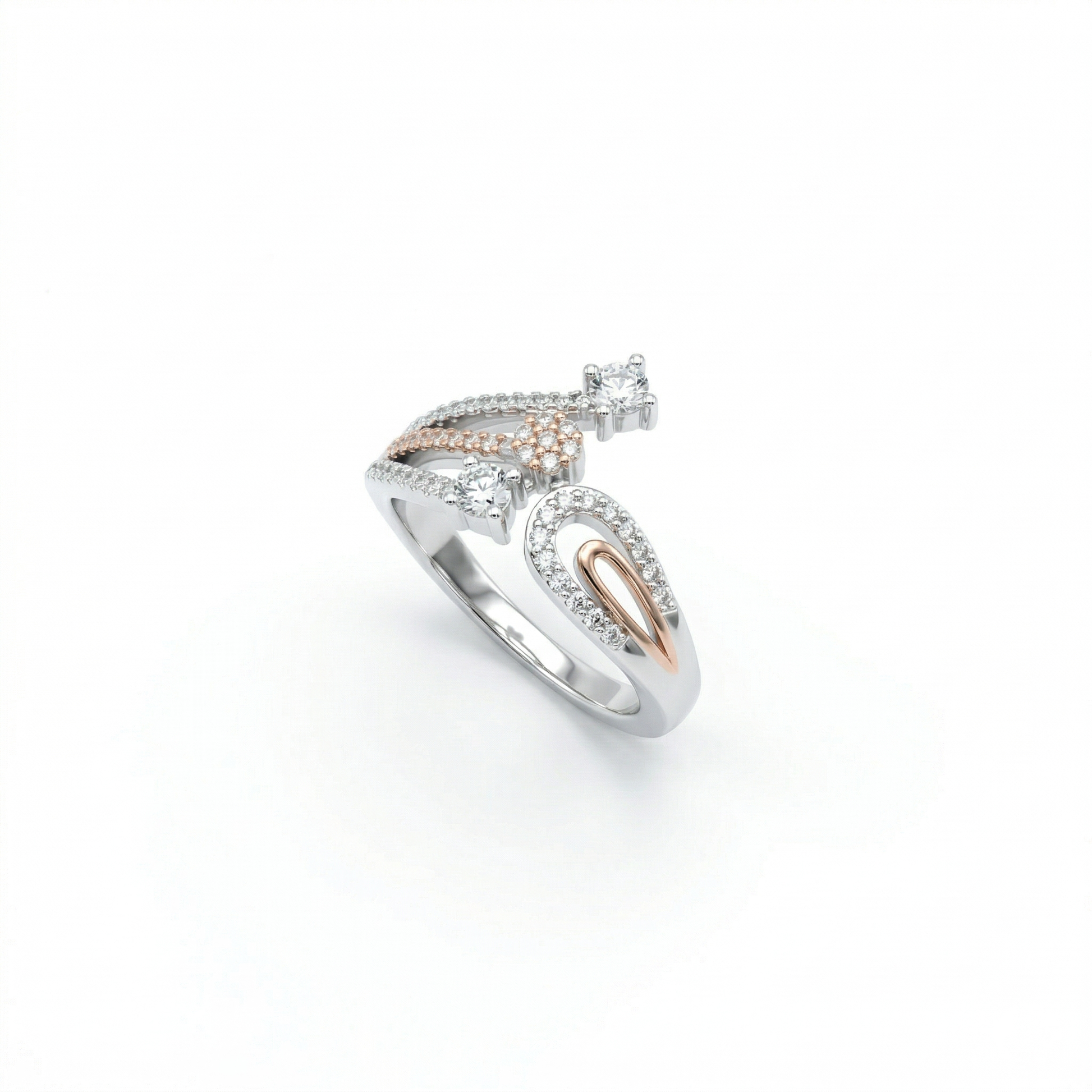 Rose Gold Cascade Crystal Ring from TimelessWhims, view 1