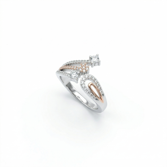 Rose Gold Cascade Crystal Ring from TimelessWhims, view 1