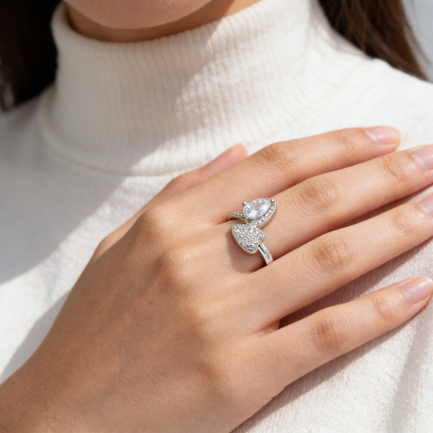 Dual Pear Bypass Ring from TimelessWhims, view 2