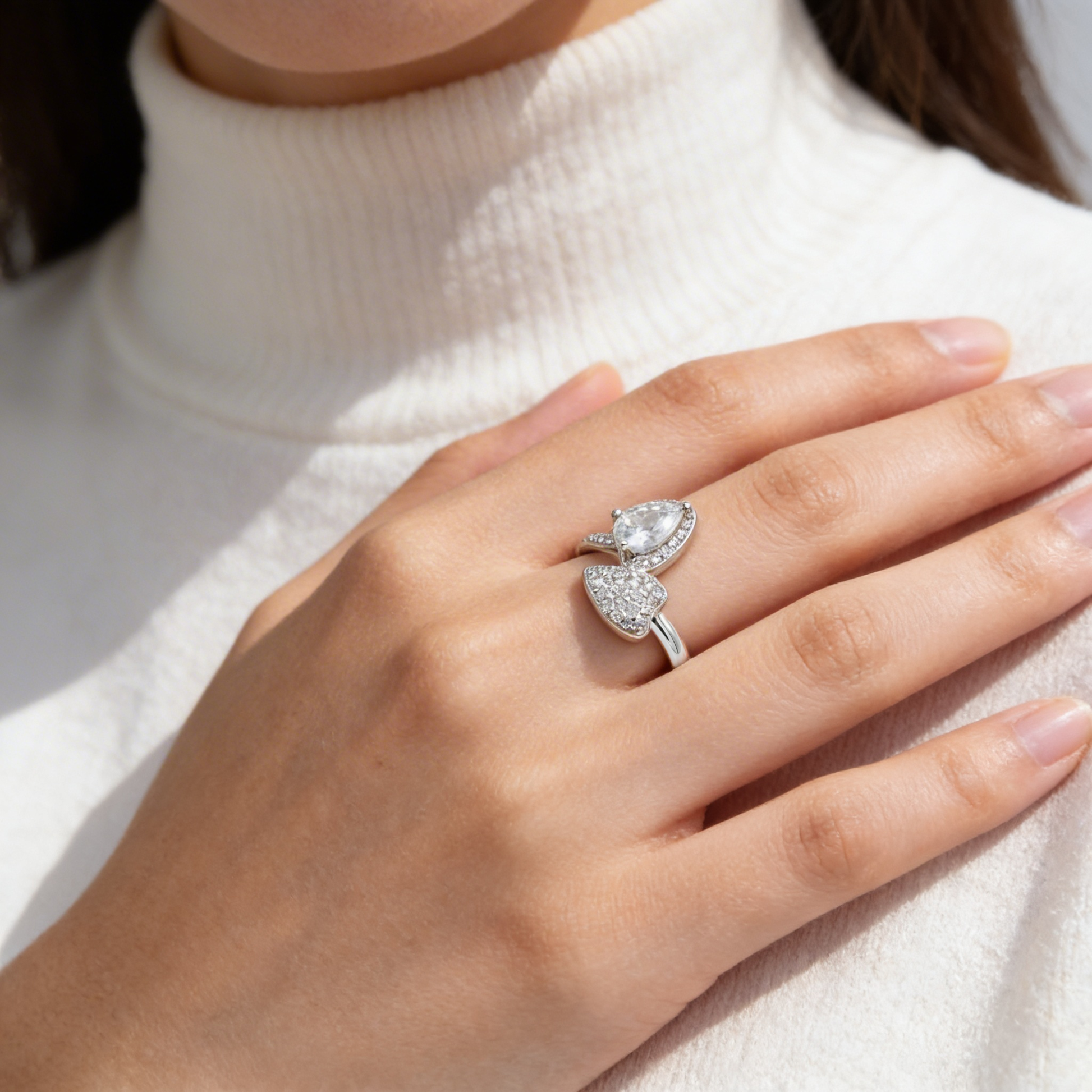 Dual Pear Bypass Ring from TimelessWhims, view 2