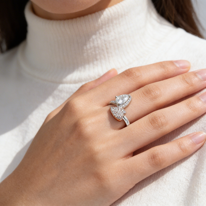 Rose Gold Pear Toi et Moi Ring from TimelessWhims, view 2