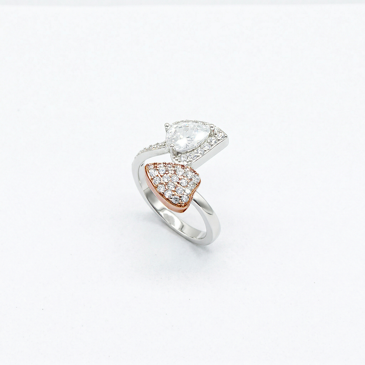 Rose Gold Pear Toi et Moi Ring from TimelessWhims, view 1