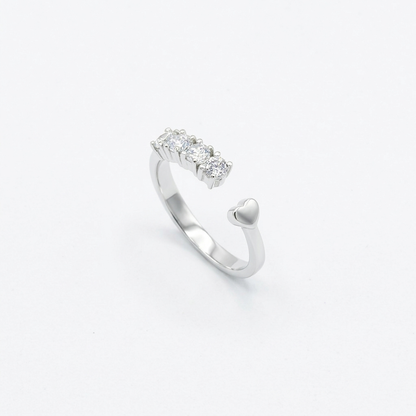 Trio Crystal Heart Open Ring from TimelessWhims, view 1