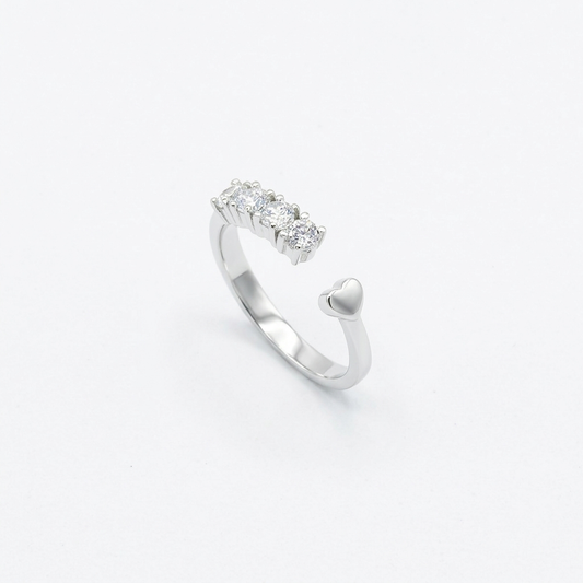 Trio Crystal Heart Open Ring from TimelessWhims, view 1