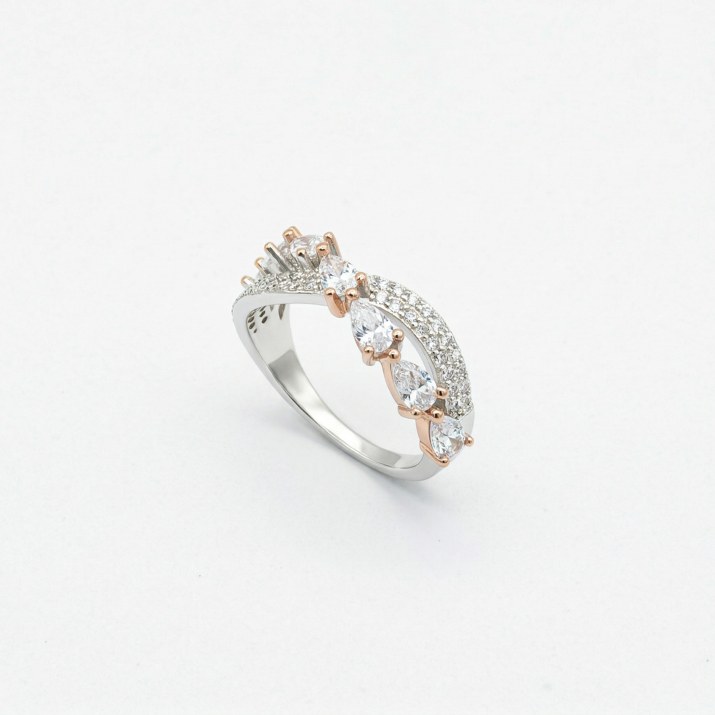 Rose Gold Pear Cascade Band from TimelessWhims, view 1