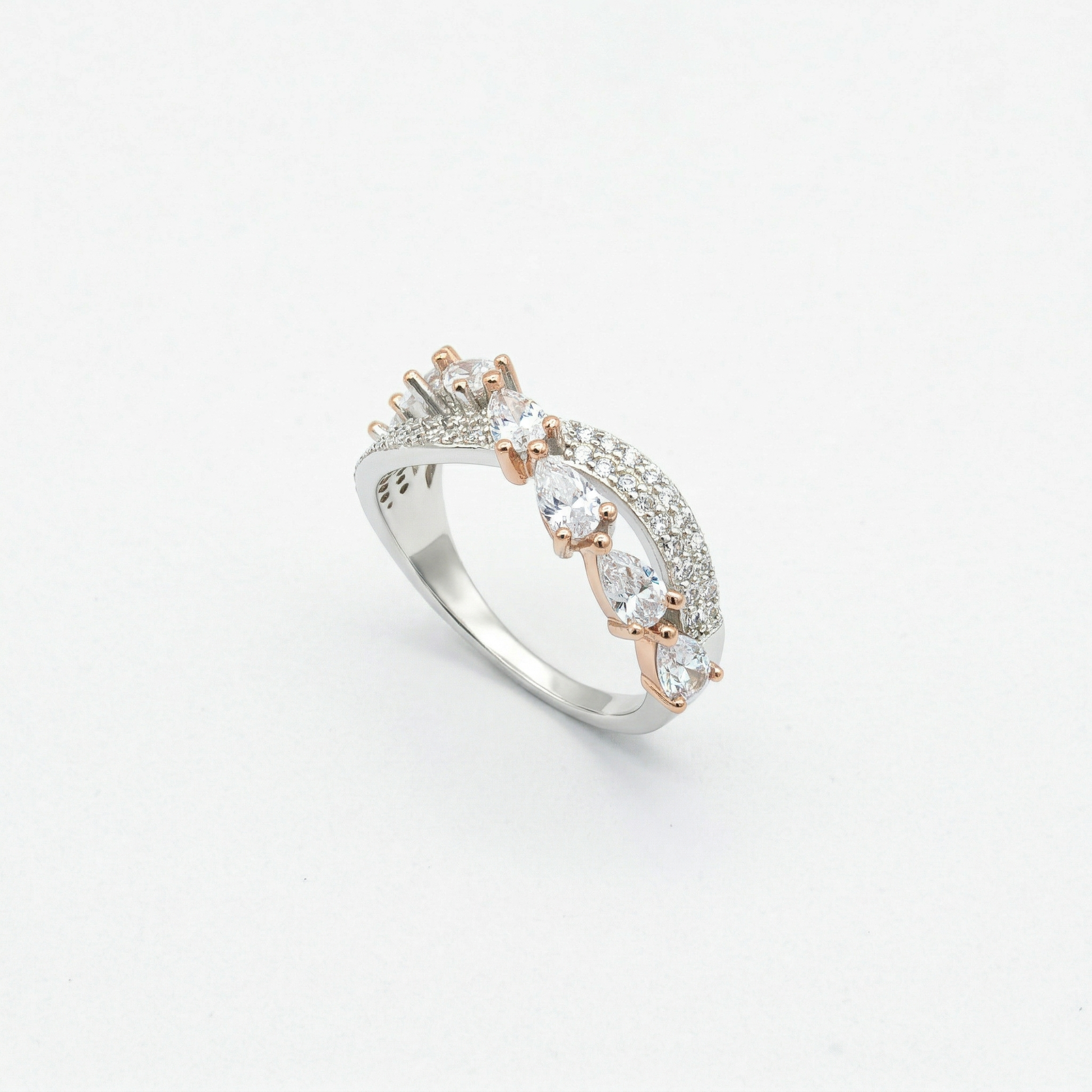 Rose Gold Pear Cascade Band from TimelessWhims, view 1