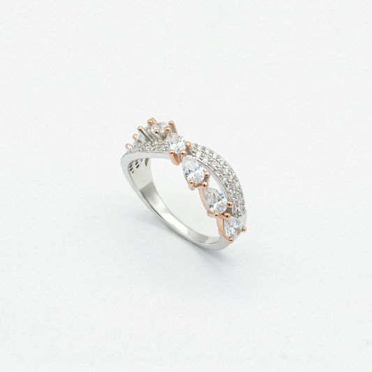 Rose Gold Pear Cascade Band from TimelessWhims, view 1