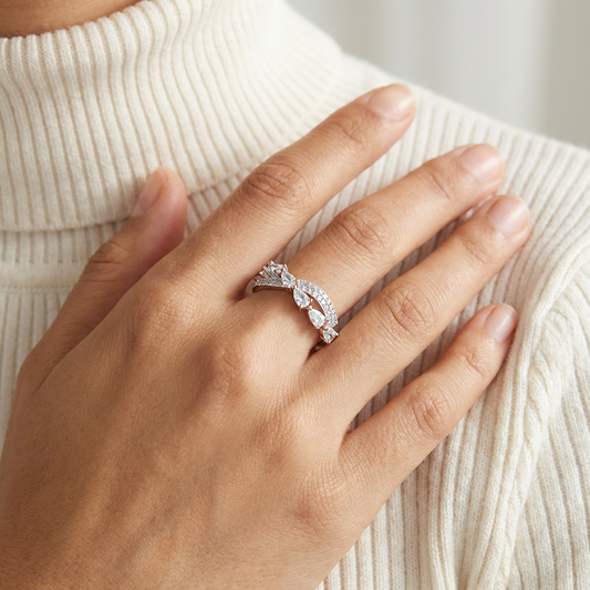 Rose Gold Pear Cascade Band from TimelessWhims, view 2