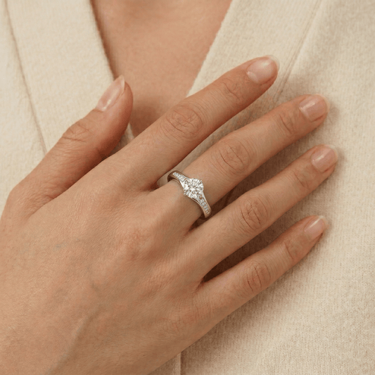 Cathedral Solitaire PavÃ© Ring