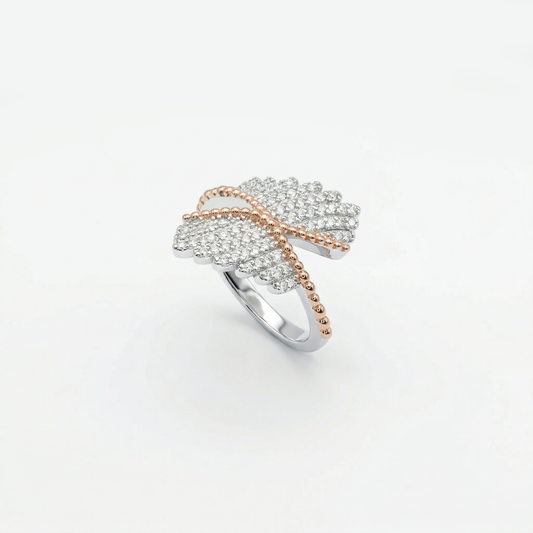 Rose Gold Angel Wing Pavé Ring from TimelessWhims, view 1