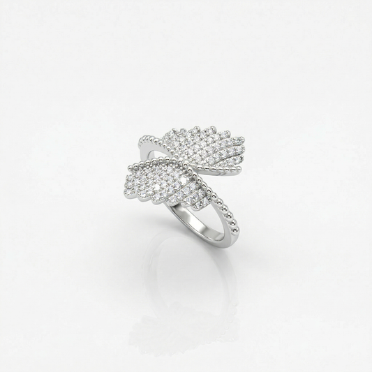 Silver Angel Wing Pavé Ring from TimelessWhims, view 1
