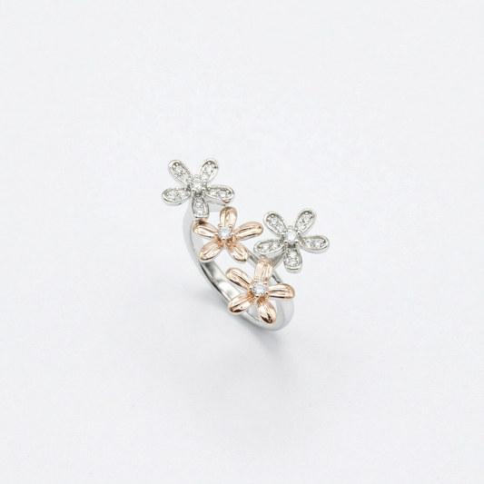 Two-Tone Daisy Trio Ring from TimelessWhims, view 1