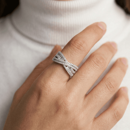 Baguette Crossover Eternity Band